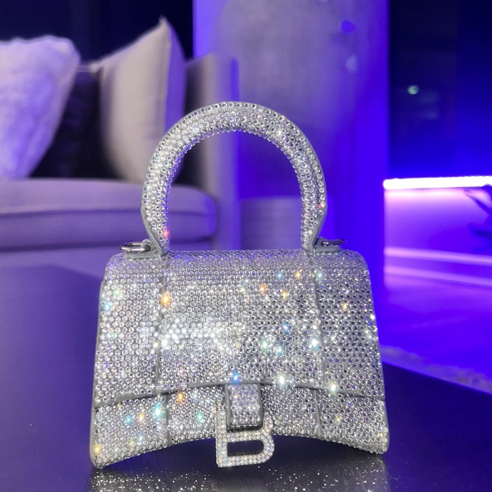 Balenciaga Hourglass Crystal-embellished mini bag
